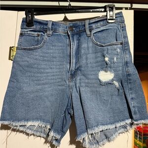 Abercrombie & Fitch Dad Short Frayed Blue Jean Shorts
